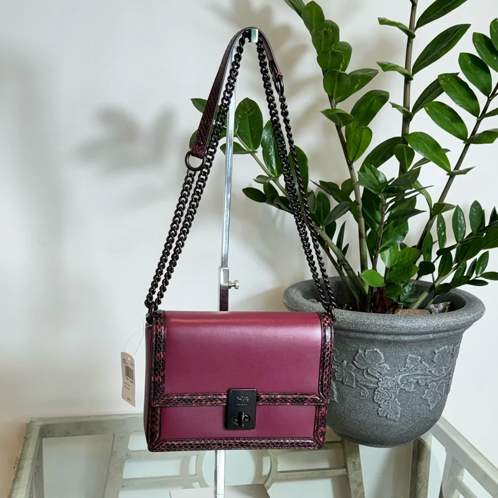 NWT‎ - Coach Hutton Shoulder Bag With Snakeskin Detail.